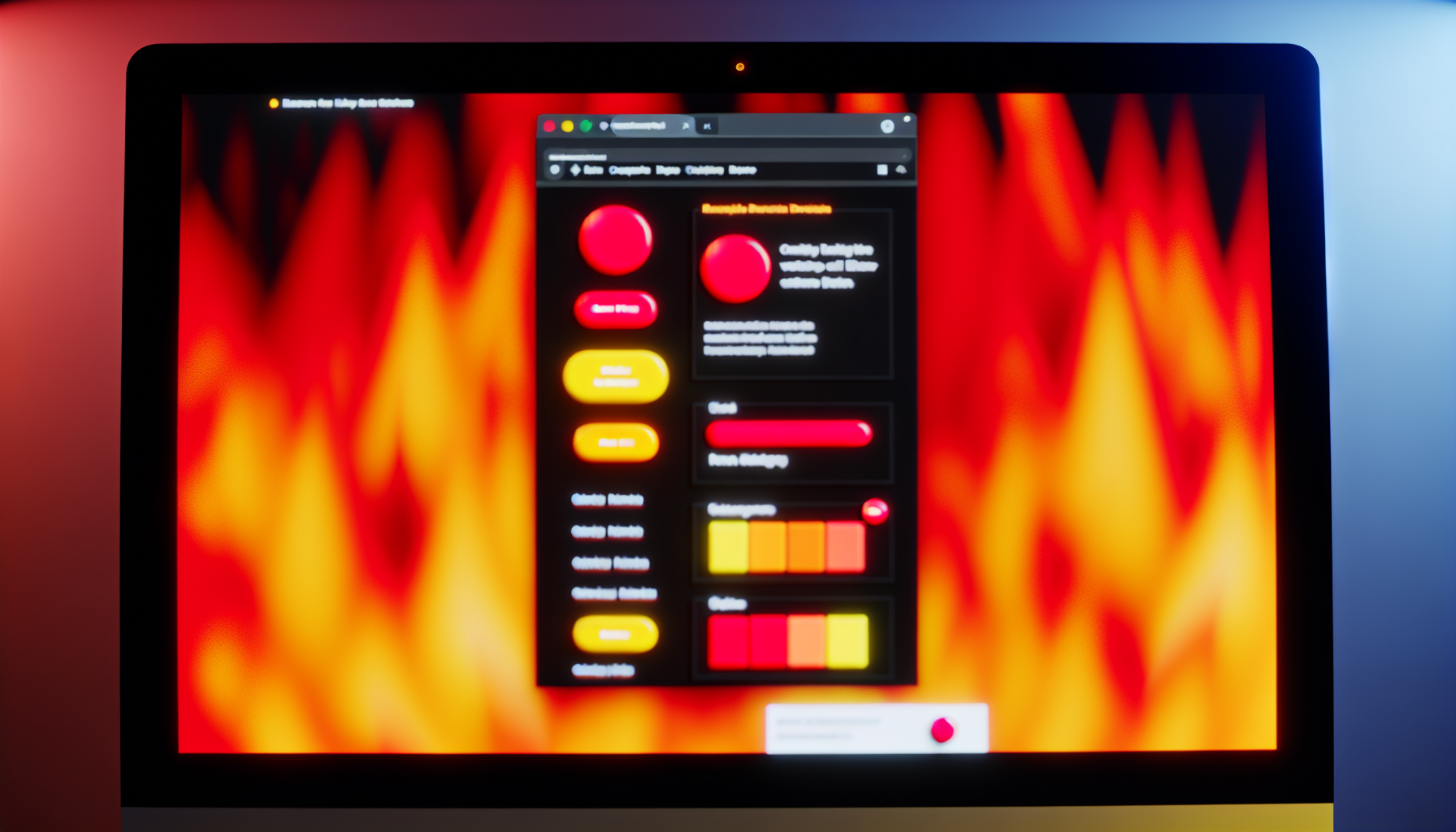 A website design that is visually overwhelming due to the excessive use of saturated warm colors.